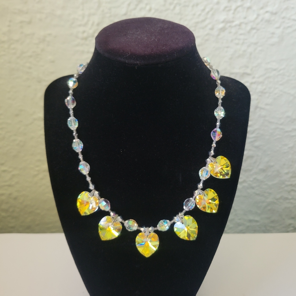 Signed Necklace RLV Rachael L Neve Aurora Borealis Swarovski Crystal 16-19"